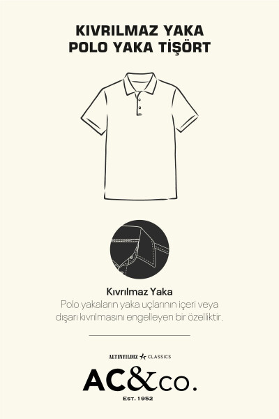 Erkak bej Slim Fit tor kesimli 100% paxta bukilmaydigan polo yoqali futbolka - 17