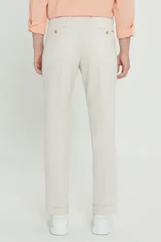 Erkak bej slim fit tor kesimli ajinlanmaydigan mato gofre naqshli bel lastikli shim - 7