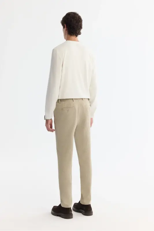 Erkak bej slim fit yon cho'ntakli teksturali bi-stretch - 3