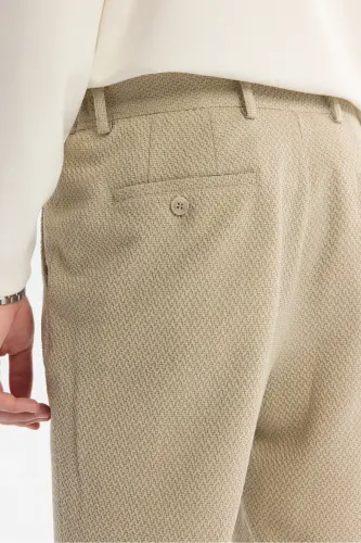Erkak bej slim fit yon cho'ntakli teksturali bi-stretch - 5