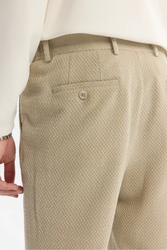 Erkak bej slim fit yon cho'ntakli teksturali bi-stretch - 5
