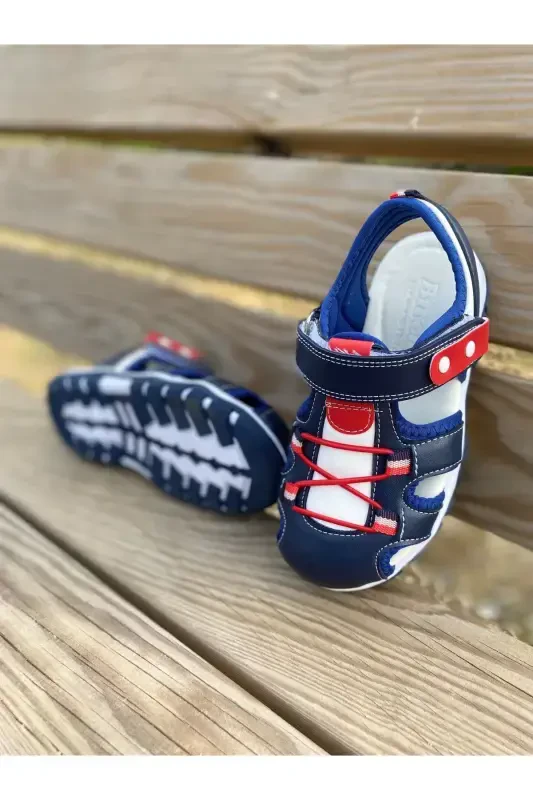 Erkak bola chaqaloq ortopedik yozgi oyoq kiyimi sandal-ko'k oq - 3