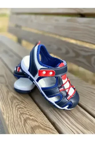 Erkak bola chaqaloq ortopedik yozgi oyoq kiyimi sandal-ko'k oq - 5