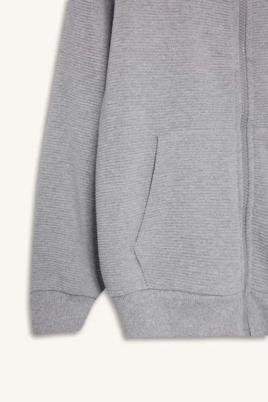 Erkak bola kulrang kapüşonli maktab kardigani T7468a623au-Kulrang - 7