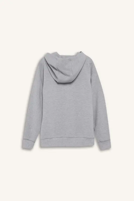 Erkak bola kulrang kapüşonli maktab kardigani T7468a623au-Kulrang - 8