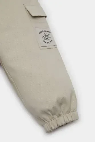 Erkak bola uchun belbog'li, kargo cho'ntakli gabardin shim – och bej - 4