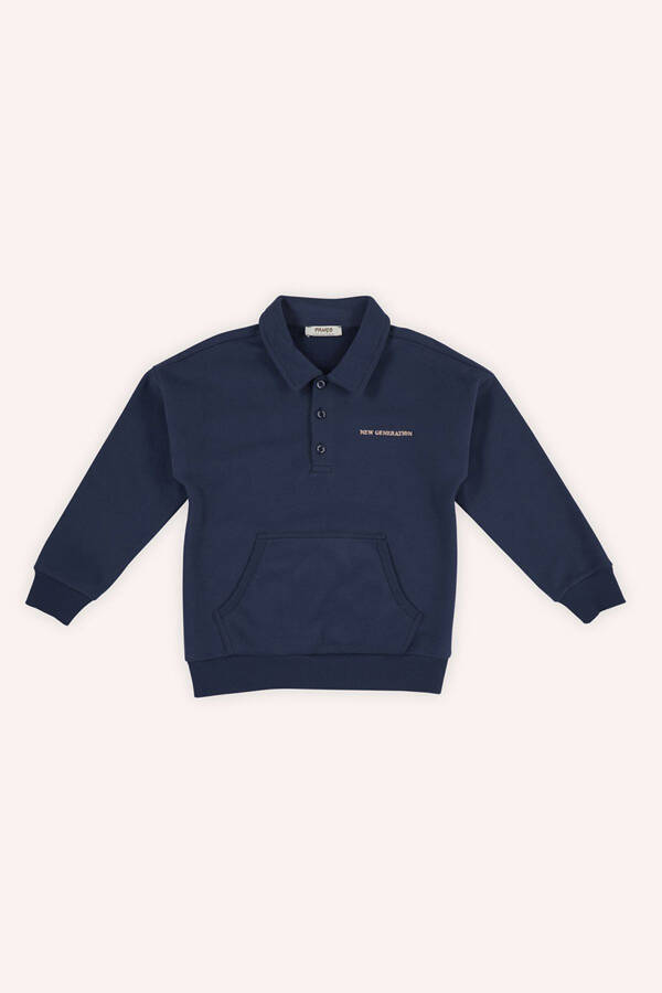 Erkak bola yoqali ko'k sweatshirt-002 - 2