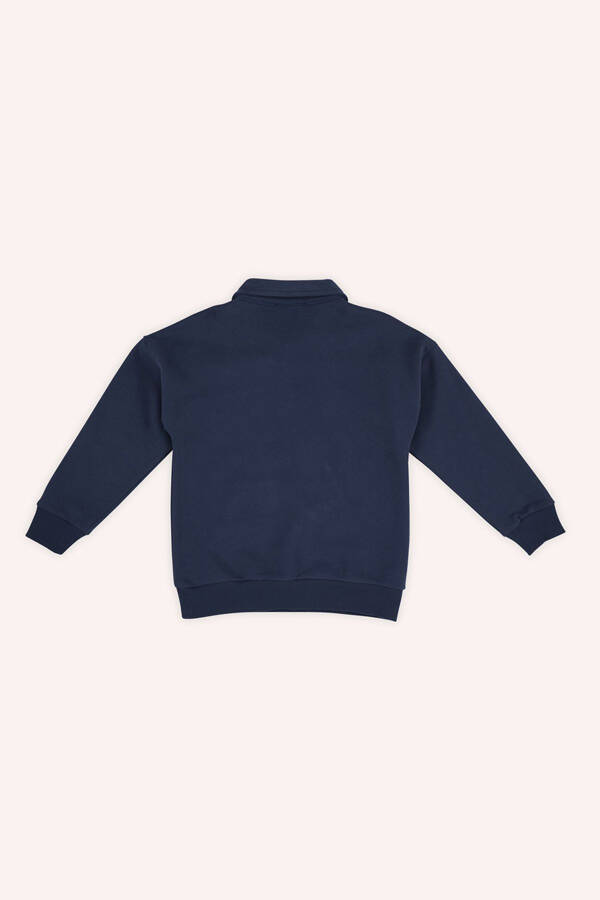 Erkak bola yoqali ko'k sweatshirt-002 - 3