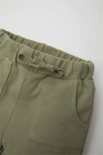 Erkak bolajonlar uchun choʻntakli vafli shortilar Light Khaki - DEFACTO (1)