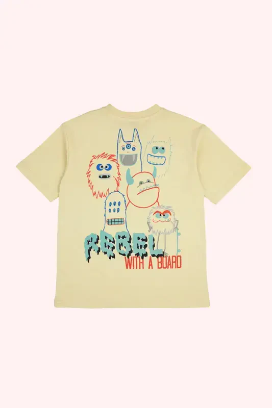 Erkak bolalar bosma detallari bilan sariq futbolka - 2