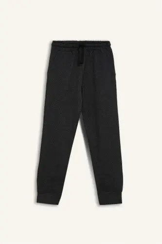 Erkak bolalar uchun 2 qismli bosma naqshli svitshot, bel qismi rezinkali sport shim - Qora - 8