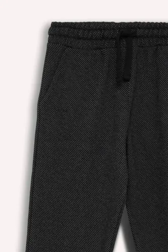 Erkak bolalar uchun 2 qismli bosma naqshli svitshot, bel qismi rezinkali sport shim - Qora - 10