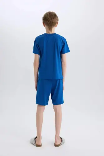 Erkak bolalar uchun Superman pijama to'plami, qisqa yengli futbolka va shorti - to'q ko'k - 6