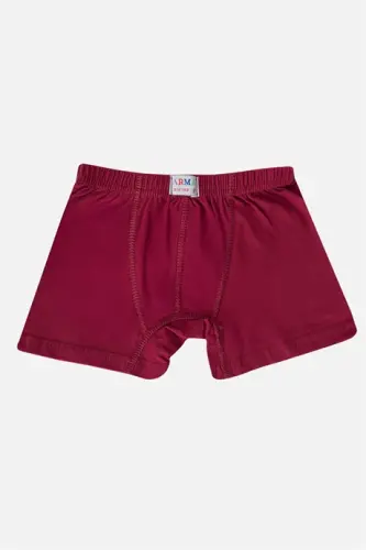 Erkak bolalar uchun tekis paxta likrali bordo boxer 6 donali paket - 2