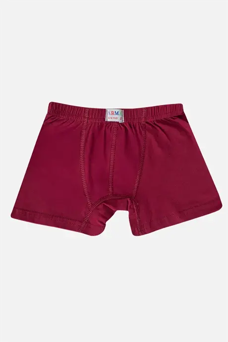 Erkak bolalar uchun tekis paxta likrali bordo boxer 6 donali paket - 2