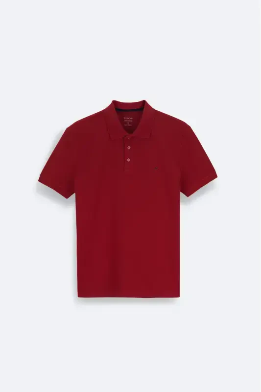 Erkak Bordo %100 Paxta Salqin Tutan Polo Yoqali T-Shirt E001004-Bordo - 8