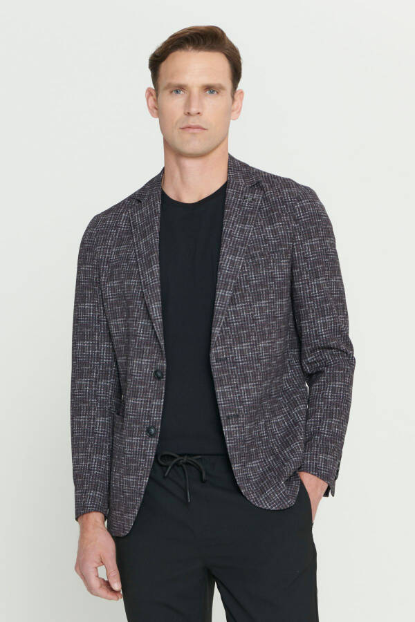 Erkak Bordo Slim Fit Tor kesimli Mono Yoqali G'oz panjasi - 1