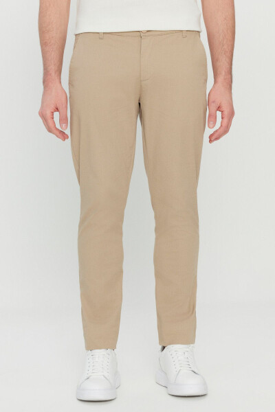 Erkak Camel paxtalik Slim Fit tor kesimli yon cho'ntak moslashuvchan kundalik shim - AC&CO / ALTINYILDIZ CLASSICS