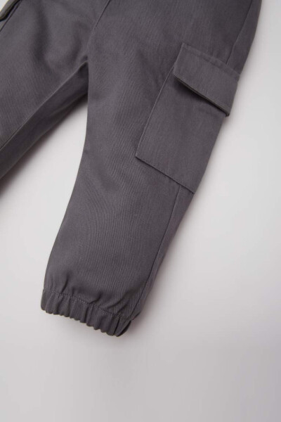 Erkak chaqaloq beli paçası lastikli cho'ntakli gabardin shim kulrang - 3