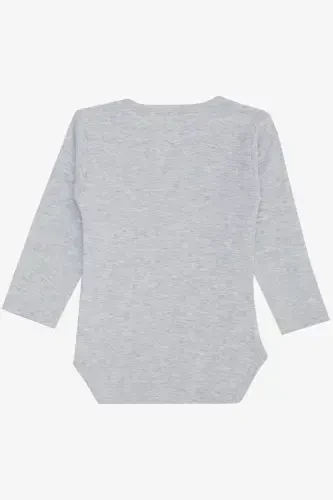 Erkak chaqaloq chertikli zıbın body hayvonot bog'i do'st hayvonlar bosmali 9 oy-3 yosh, och kulrang-och kulrang melanj - BREEZE (1)