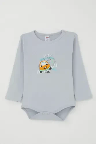 Erkak chaqaloq chertikli zıbın body kichik ta'mirchi 9 oy-3 yosh, muz ko'k-muz ko'k - 1