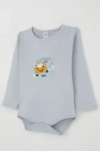 Erkak chaqaloq chertikli zıbın body kichik ta'mirchi 9 oy-3 yosh, muz ko'k-muz ko'k - 3