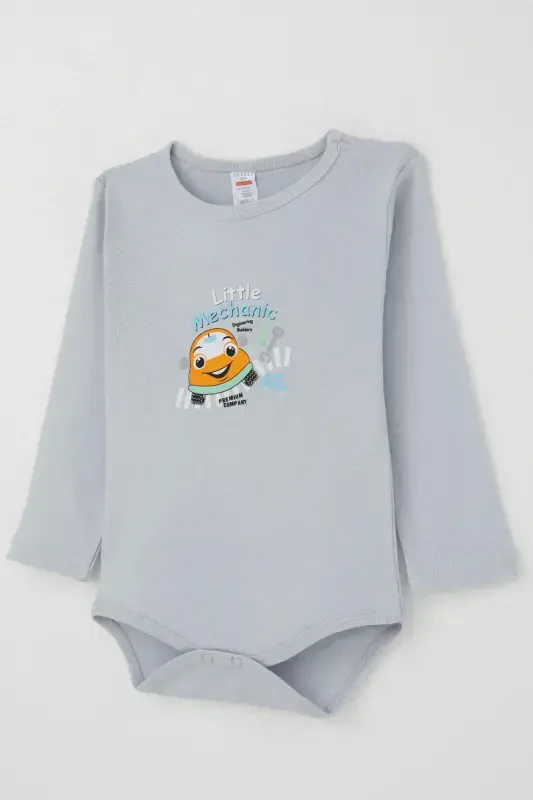 Erkak chaqaloq chertikli zıbın body kichik ta'mirchi 9 oy-3 yosh, muz ko'k-muz ko'k - 3