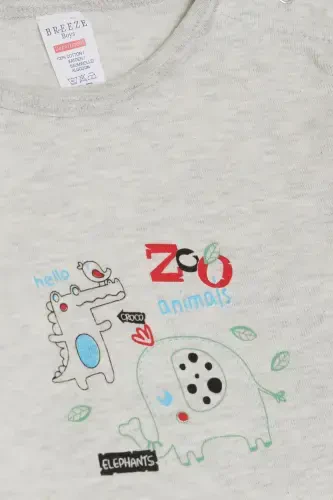 Erkak chaqaloq chertma zıbın body hayvonot bog'i do'st hayvonlar bosmali 9 Oy-3 Yosh, Bej Melan-Bej Melanj - 3