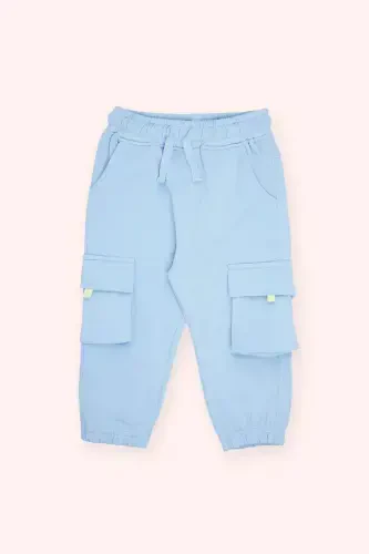 Erkak chaqaloq cho'ntak detallari bilan ko'k sport shim-013 - 1