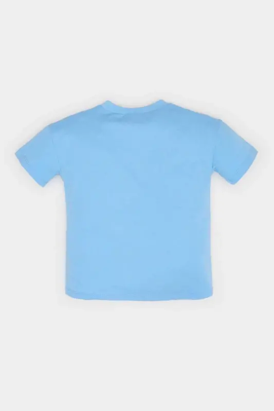 Erkak chaqaloq dinozavr bosmali qisqa yengli futbolka E8477a525sm-Moviy - 3