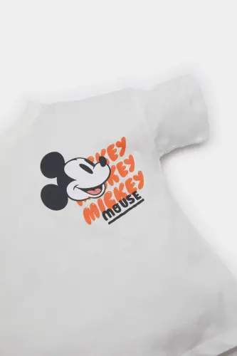 Erkak chaqaloq Disney Mickey & Minnie qisqa yengli futbolka E7175A525SM-Ekru - DEFACTO (1)