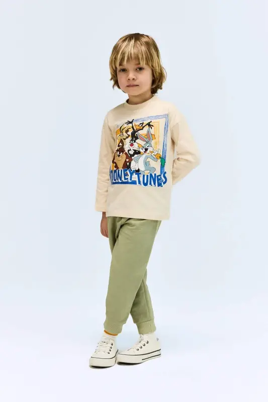 Erkak chaqaloq Looney Tunes velosiped yoqali uzun yengli - 1