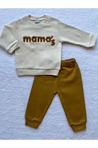 Erkak chaqaloq Mama's kashtachilikli 2 qismli sviter va shimlar to'plami 4-xantal - 7