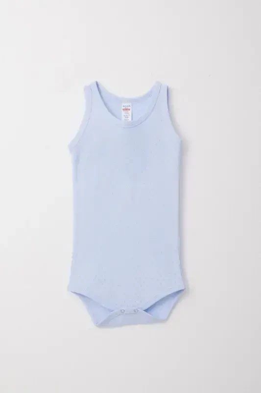 Erkak chaqaloq tugmachali atlet zıbın body jakarli 9 oy - 3 yosh, och moviy - BREEZE