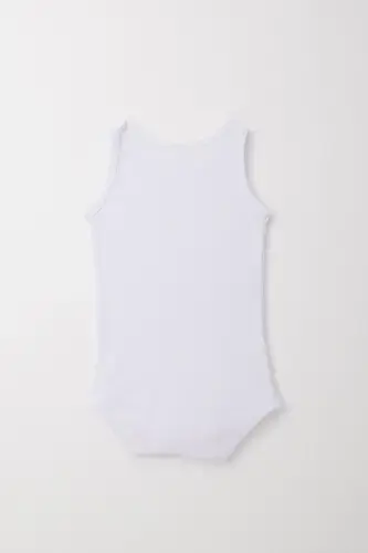 Erkak chaqaloq tugmachali atlet zıbın body jakarli yurak naqshli 9 oy - 3 yosh, oq - BREEZE (1)