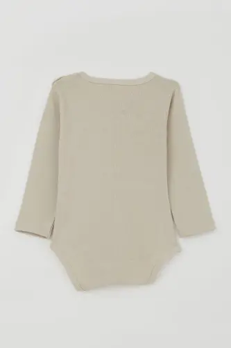 Erkak chaqaloq tugmachali kombinezon body ko'zoynakli mushukcha bosmali 9 oy-3 yosh, tosh-tosh - BREEZE (1)