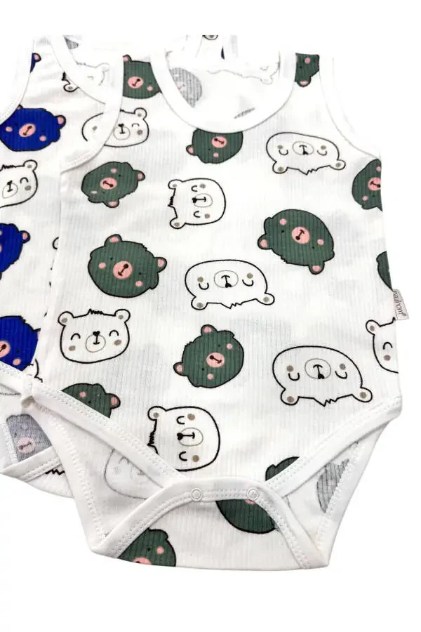 Erkak chaqaloq uchun 2 dona tugmali bodi/yelekcha tugmali chaqaloq bodi/chaqaloq uchun yengsiz trikotaj bodi - 3