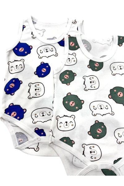 Erkak chaqaloq uchun 2 dona tugmali bodi/yelekcha tugmali chaqaloq bodi/chaqaloq uchun yengsiz trikotaj bodi - 4