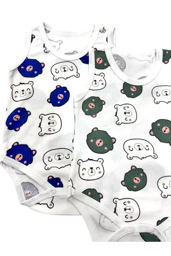 Erkak chaqaloq uchun 2 dona tugmali bodi/yelekcha tugmali chaqaloq bodi/chaqaloq uchun yengsiz trikotaj bodi - 4