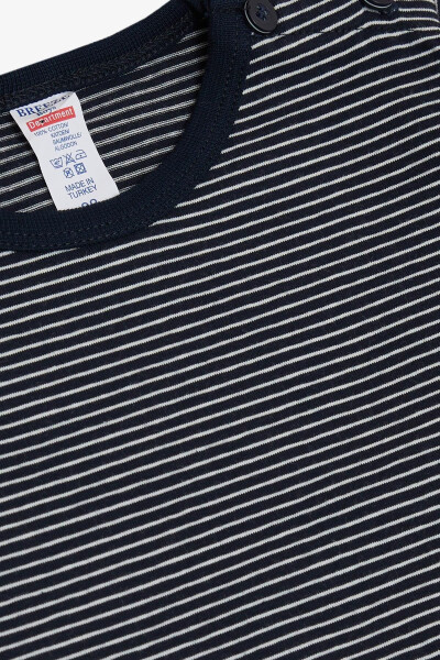 Erkak chaqaloq uzun qisma futbolka patli chiziqli 9 Oy-3 - 3