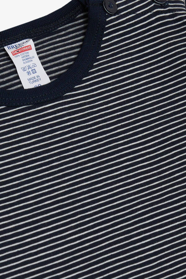 Erkak chaqaloq uzun qisma futbolka patli chiziqli 9 Oy-3 - 3