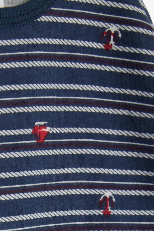 Erkak chaqaloq uzun qisma futbolka patli dengiz mavzusidagi 9 oy-3 yosh, to'q ko'k - 3