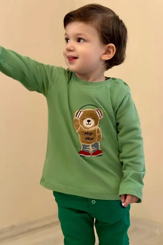 Erkak chaqaloq uzun qisma ko'ylak Hip Hop ayiq kashtasi - 1
