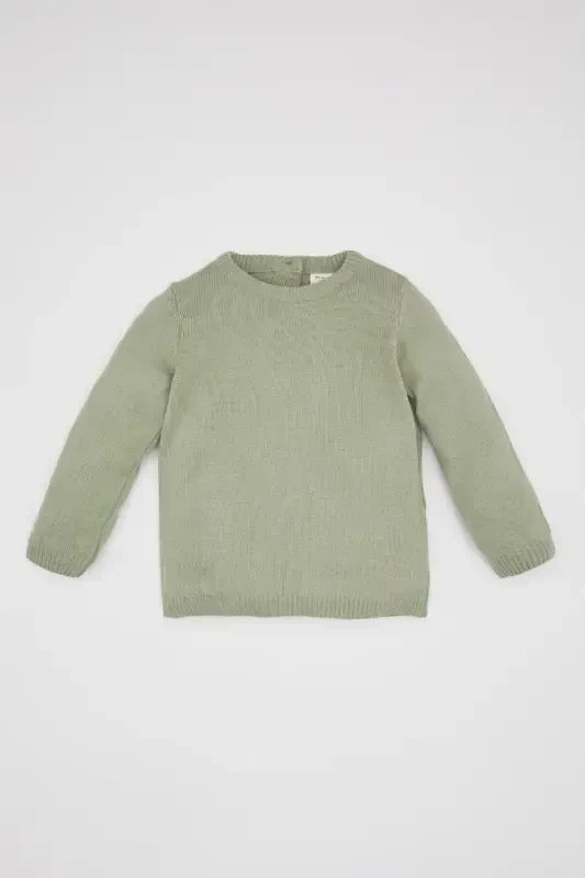 Erkak chaqaloq velosiped yoqali asosiy tekis trikotaj kozok A5036a524au-Yashil - 1