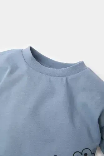 Erkak chaqaloq velosiped yoqali hayvon naqshli uzun yeng - DEFACTO (1)