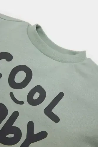 Erkak chaqaloq yangi tug'ilgan velosiped yoqali bosmali trikotaj - DEFACTO (1)