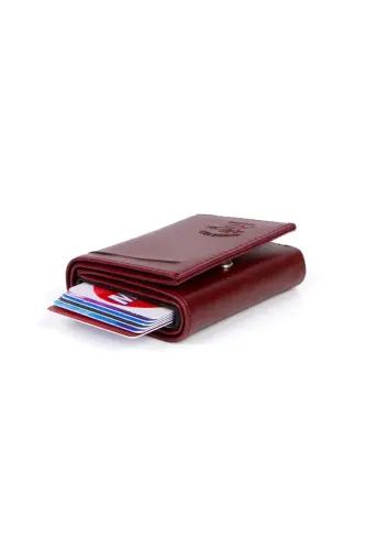 Erkak charm alyumin mexanizm slayder kart egasi - hamyon bordo (SOVG'A KALIT ZANJIRI) (7X10X2 CM)-BORDO - 5