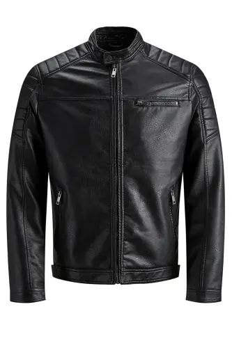 Erkak charm ko'ylagi qora - Qora 12147218 Jjerocky Jacket Noos-QORA - JACK & JONES (1)
