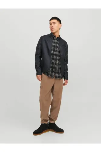 Erkak charm ko'ylagi qora - Qora 12147218 Jjerocky Jacket Noos-QORA - 5