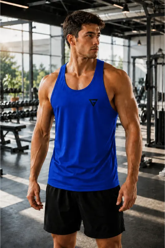 Erkak Dry Fit Y-back Gym Fitness Sportchi Atlet Gym-101-MAVI - 2